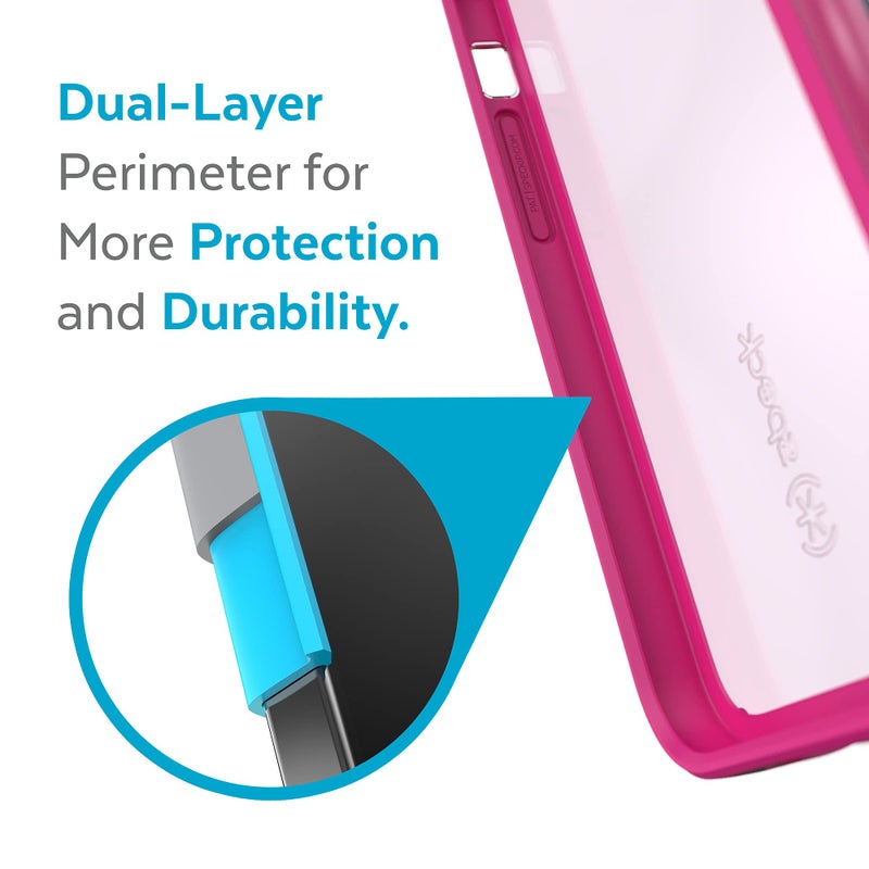 Speck MagSafe Case for iPhone 13 Pro - Drop & Camera Protection, Clear Phone Case, Wireless Charging Compatible - Pink Tint/Neon Berry - Image 4