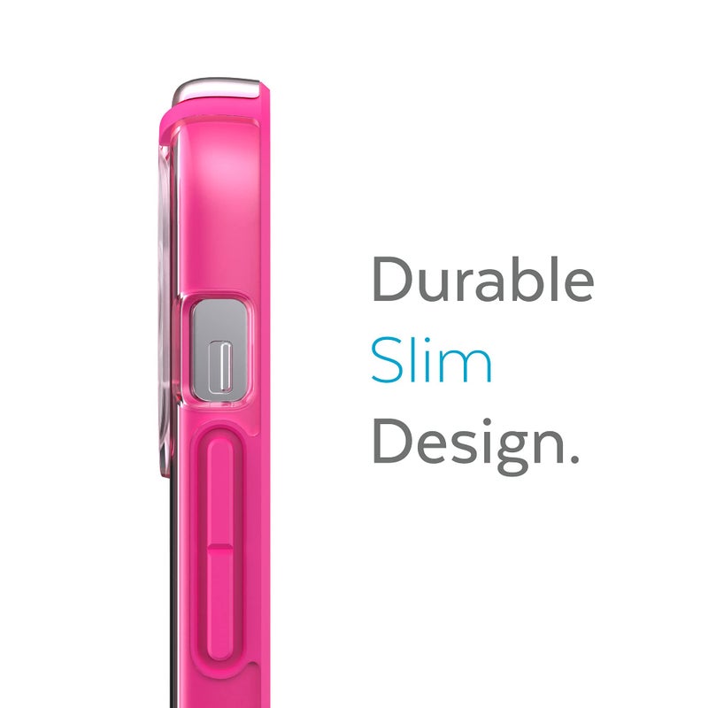 Speck MagSafe Case for iPhone 13 Pro - Drop & Camera Protection, Clear Phone Case, Wireless Charging Compatible - Pink Tint/Neon Berry - Image 2