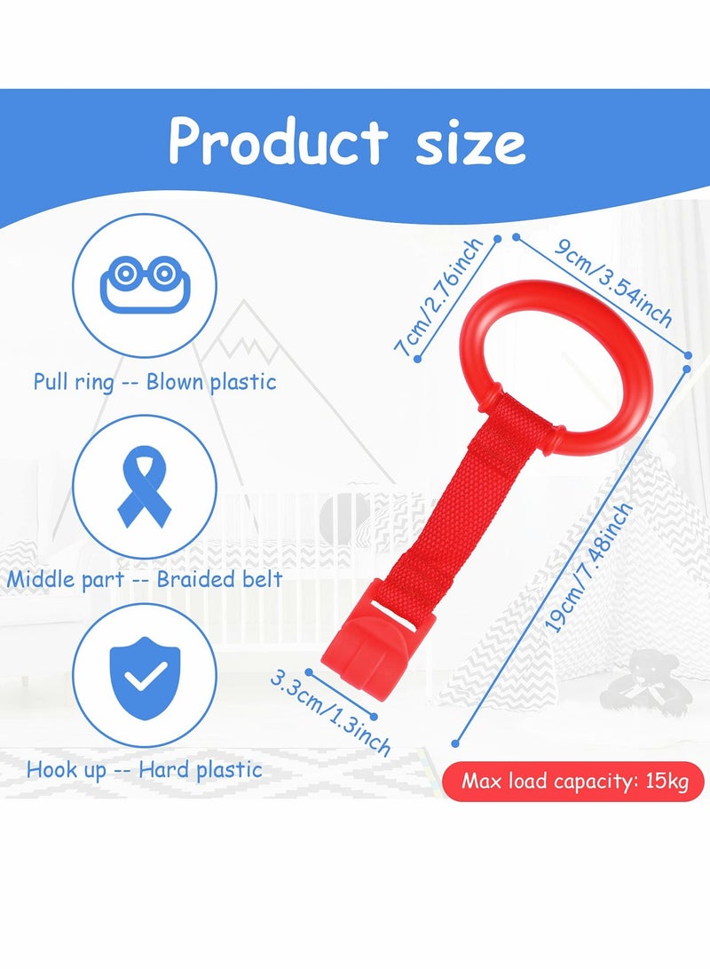 حلقة سحب سرير الطفل، حلقات مساعدة تمارين المشي للأطفال، حلقة الوقوف على السرير، حلقة معلقة، حلقات سحب سرير للأطفال في منطقة اللعب، صالة ألعاب أطفال، حلقة سرير للأطفال الصغار (8 قطع) - Image 2