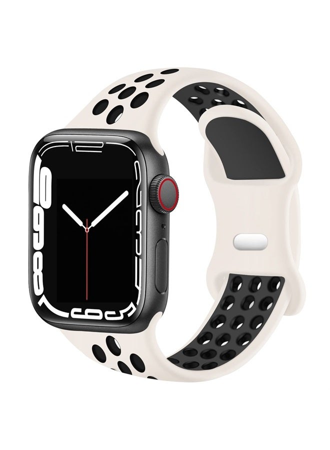 SVISVIPA Sport Bands Compatible for Apple Watch Bands 38mm 40mm 41mm, Soft Silicone Sport Women Men Replacement Strap Compatible with iWatch Ultra & SE & Series 8/7/6/5/4/3/2/1,Starlight Black - Image 1