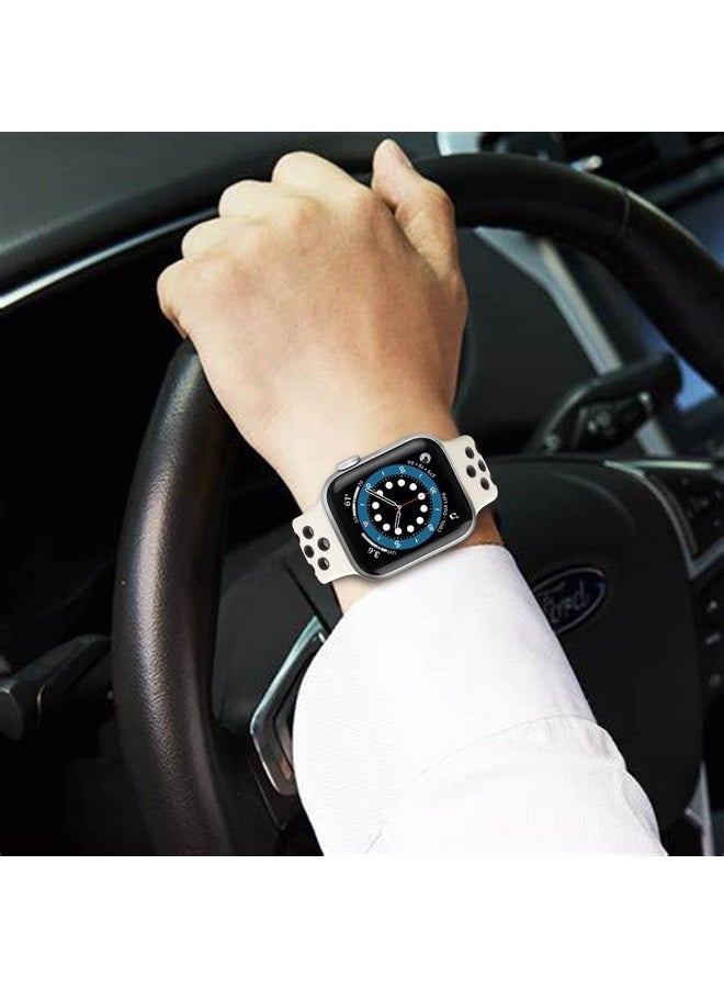 SVISVIPA Sport Bands Compatible for Apple Watch Bands 38mm 40mm 41mm, Soft Silicone Sport Women Men Replacement Strap Compatible with iWatch Ultra & SE & Series 8/7/6/5/4/3/2/1,Starlight Black - Image 5