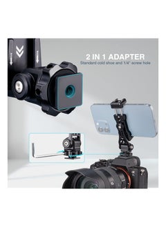 SYOSI Safe Metal Phone Tripod Mount Double Cold Shoe Hot Holder 360° Adjustable Adapter for iPhone Smartphone DSLR Camera Cage Gimbal Stabilizer Vlog  - Image 3