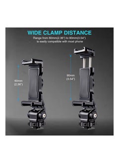 SYOSI Safe Metal Phone Tripod Mount Double Cold Shoe Hot Holder 360° Adjustable Adapter for iPhone Smartphone DSLR Camera Cage Gimbal Stabilizer Vlog  - Image 4