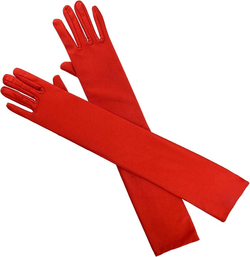 Wobe Long Opera Party 20s Satin Gloves Stretchy Adult Size Elbow Length Wedding - Image 3