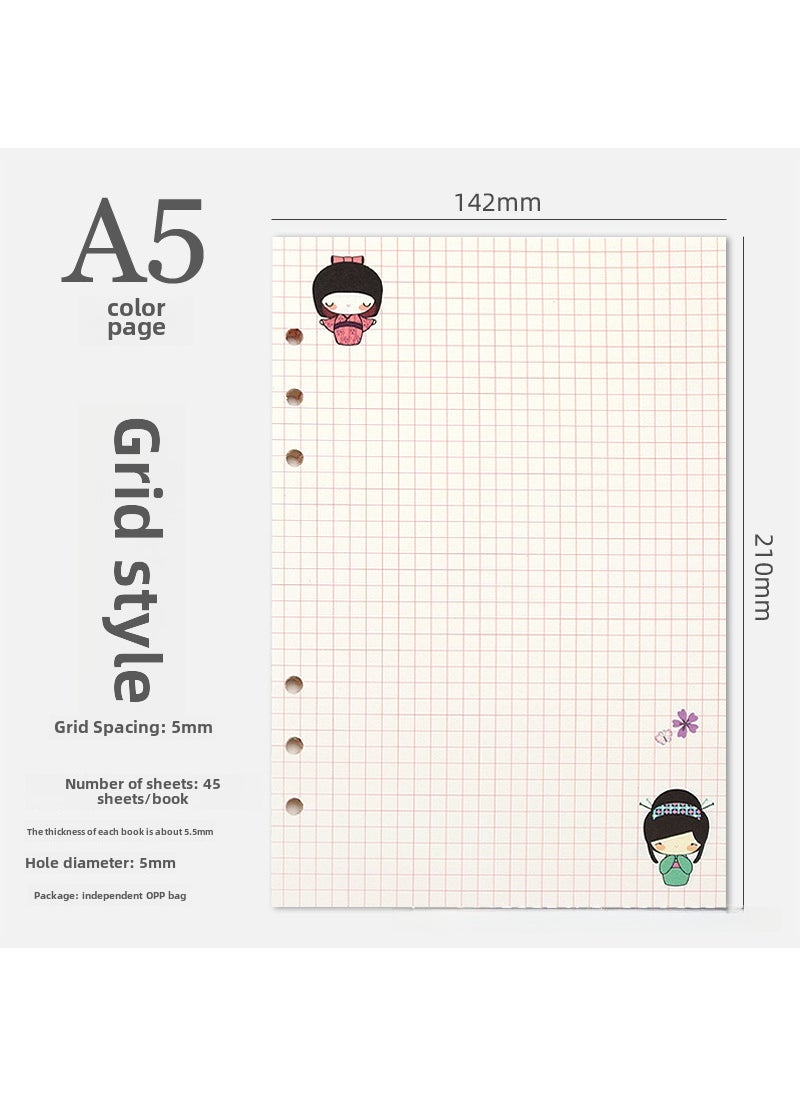 Generic 6-Hole A5/A6 Colorful Blank Dot Grid Planner Refill A5 grid 