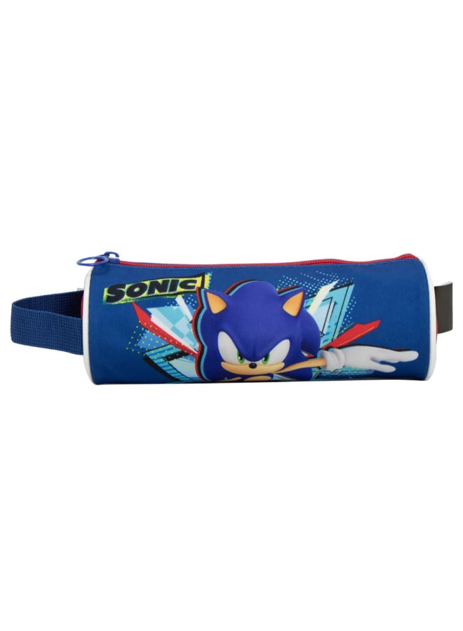 SunCe Super Sonic Zipper Closure Pencil Case Blue and Red 7.5 x 7.5 x 22.5 cm SUNS-301SOE - Image 1