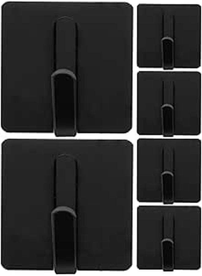 Wall Mounted Adhesive Hooks 6Pcs Strong Sticky Hooks for Towels Clothes Bathroom Door No Drilling Space Saving - Image 1