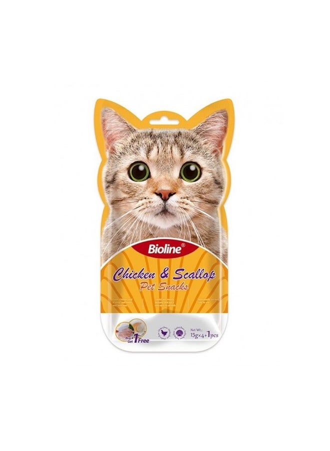 Bioline Chicken & Scallop Cat Treats - 5 pcs x 15g
