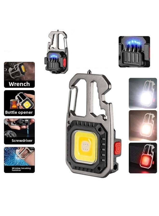 Loquat Outdoor Strong Light Work Light Camping Light Keychain Light Portable Flashlight Rechargeable Magnetic Car Maintenance Light-Color:5138 (silver) Color Box Packaging - Image 1