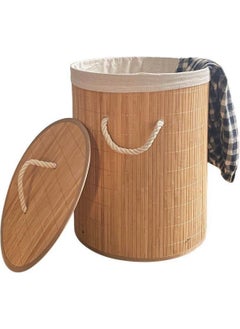 Wicker Round Dirty Laundry Basket Multi-Purpose Organization Toy Basket Stringed Natural Natural Wicker