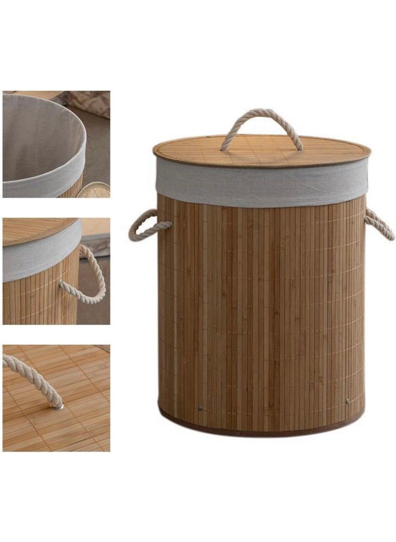 Kitchen Pembelia Wicker Round Dirty Laundry Basket Multi-Purpose Organization Toy Basket Stringed Natural Natural Wicker  - Image 2
