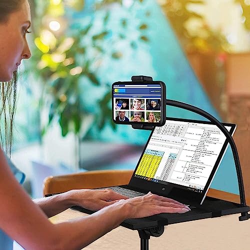 HOLD UP Metal Projector Stand Laptop Stand Tripod Adjustable Height 17.7 to 47.2 Inch with Gooseneck Phone Holder Portable Projector Stand Tripod for Outdoor Movies. - Image 5