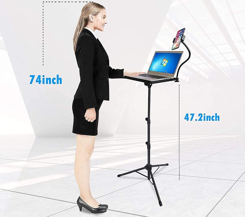 HOLD UP Metal Projector Stand Laptop Stand Tripod Adjustable Height 17.7 to 47.2 Inch with Gooseneck Phone Holder Portable Projector Stand Tripod for Outdoor Movies. - Image 4