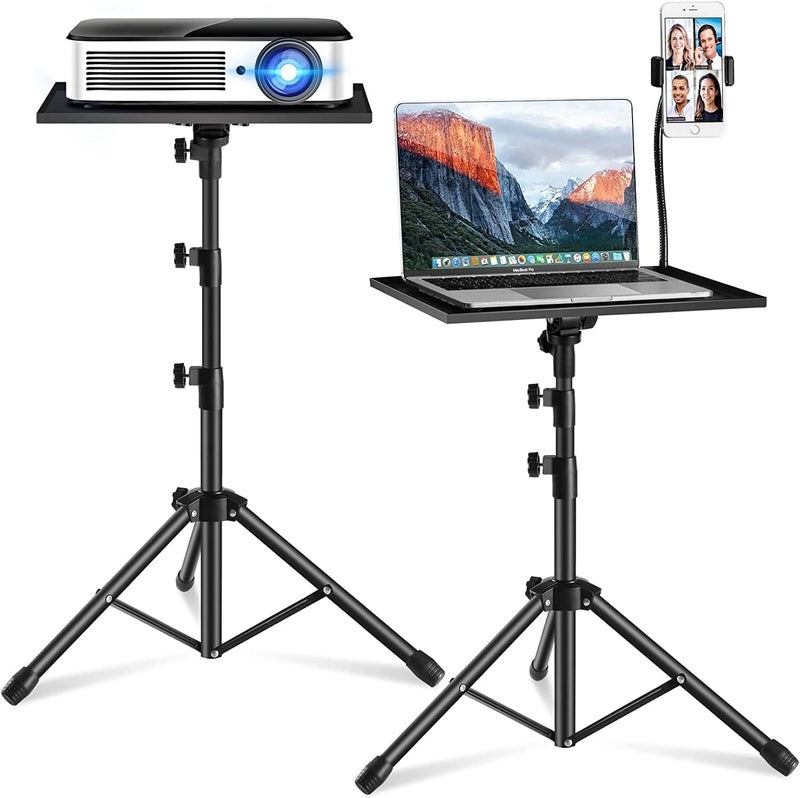 HOLD UP Metal Projector Stand Laptop Stand Tripod Adjustable Height 17.7 to 47.2 Inch with Gooseneck Phone Holder Portable Projector Stand Tripod for Outdoor Movies. - Image 1