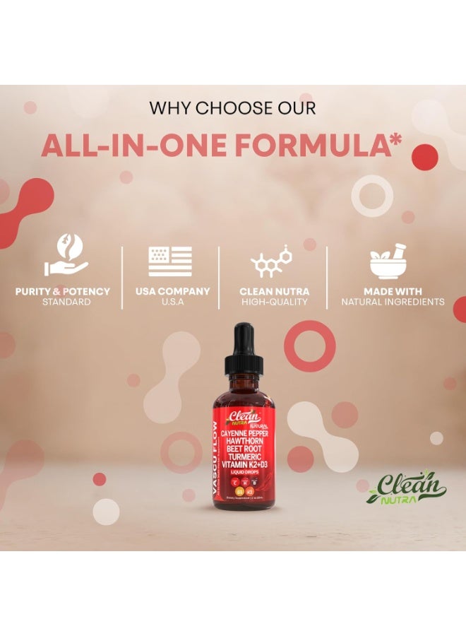 كلين نظيفة Nutra Cayenne الفلفل قطرات الملحق السائل + التوت هوشورن، فيتامين D3 K2 مسحوق جذر البنجر، القرفة سيلان، الكركم الكركمين، باناكس الجينسنغ العضوي، مستخلص بربرين 1 حزمة - Image 3