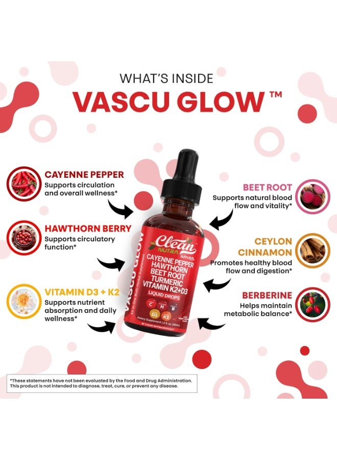 كلين نظيفة Nutra Cayenne الفلفل قطرات الملحق السائل + التوت هوشورن، فيتامين D3 K2 مسحوق جذر البنجر، القرفة سيلان، الكركم الكركمين، باناكس الجينسنغ العضوي، مستخلص بربرين 1 حزمة - Image 5