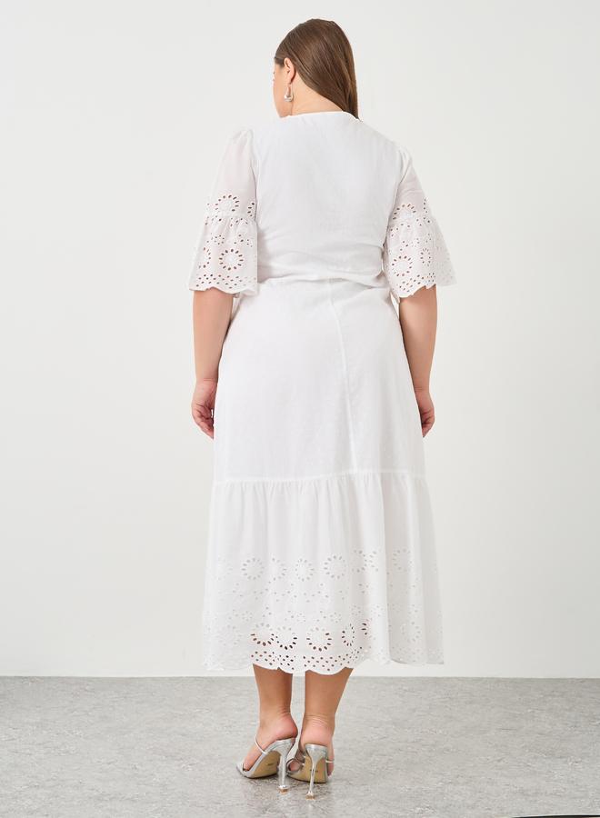 Styli Plus Size Cotton Dobby A-Line Maxi Dress - Image 5