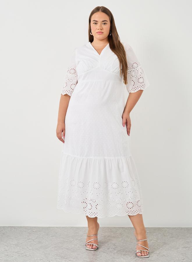 Styli Plus Size Cotton Dobby A-Line Maxi Dress - Image 2