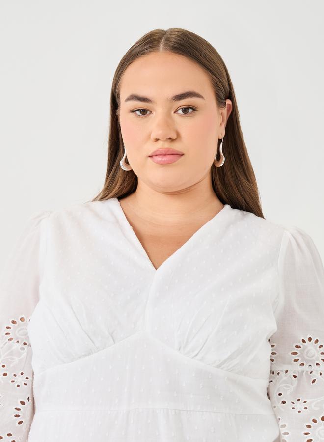 Styli Plus Size Cotton Dobby A-Line Maxi Dress - Image 4