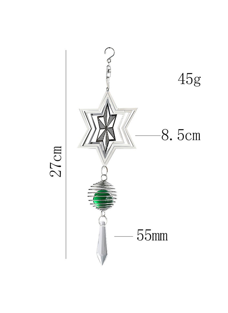 Generic 3D Rotating Snowflake Wind Chime Sun Catcher Six-pointed star crystal ball wind chime 