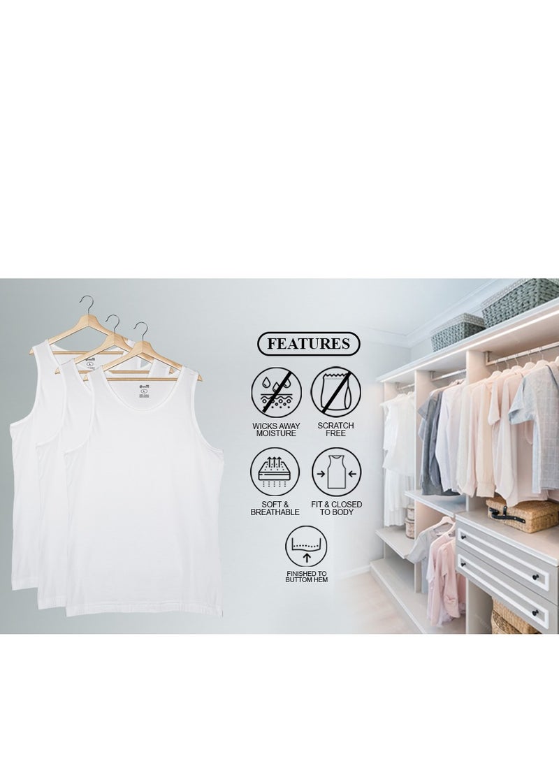 Selecta Now - Men's Vest 100% Combed Cotton Sleeveless Vest Breathable Soft & Comfortable Pack of 3 Undershirt Vests - Image 1