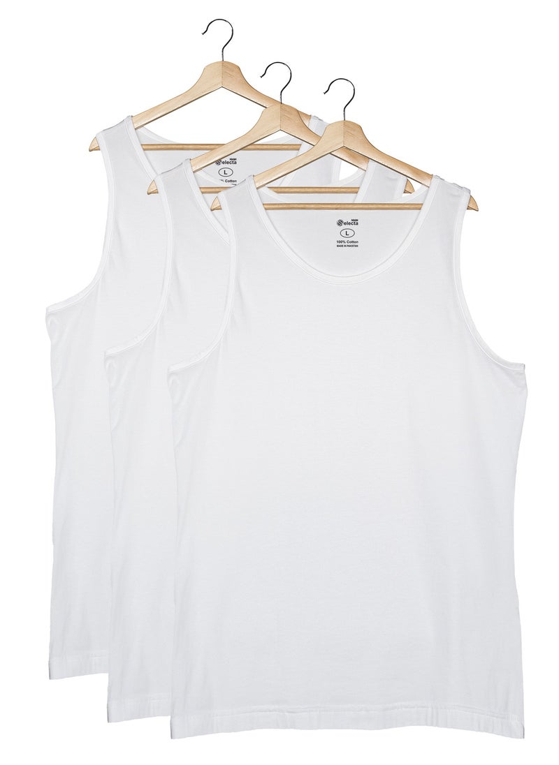 Selecta Now - Men's Vest 100% Combed Cotton Sleeveless Vest Breathable Soft & Comfortable Pack of 3 Undershirt Vests - Image 1