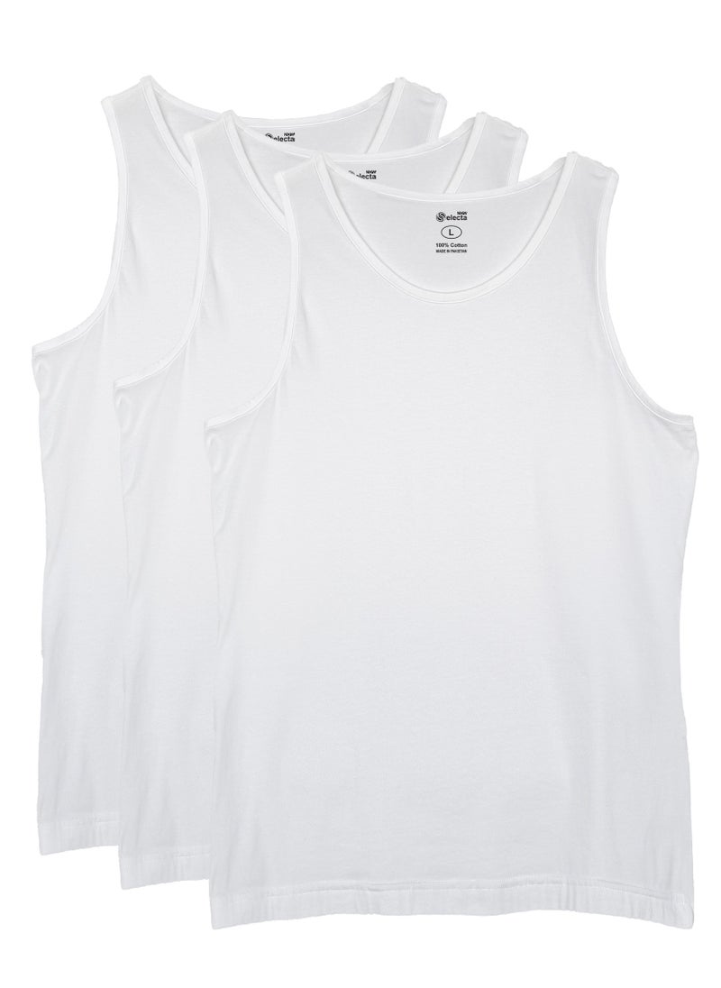 Selecta Now - Men's Vest 100% Combed Cotton Sleeveless Vest Breathable Soft & Comfortable Pack of 3 Undershirt Vests - Image 1