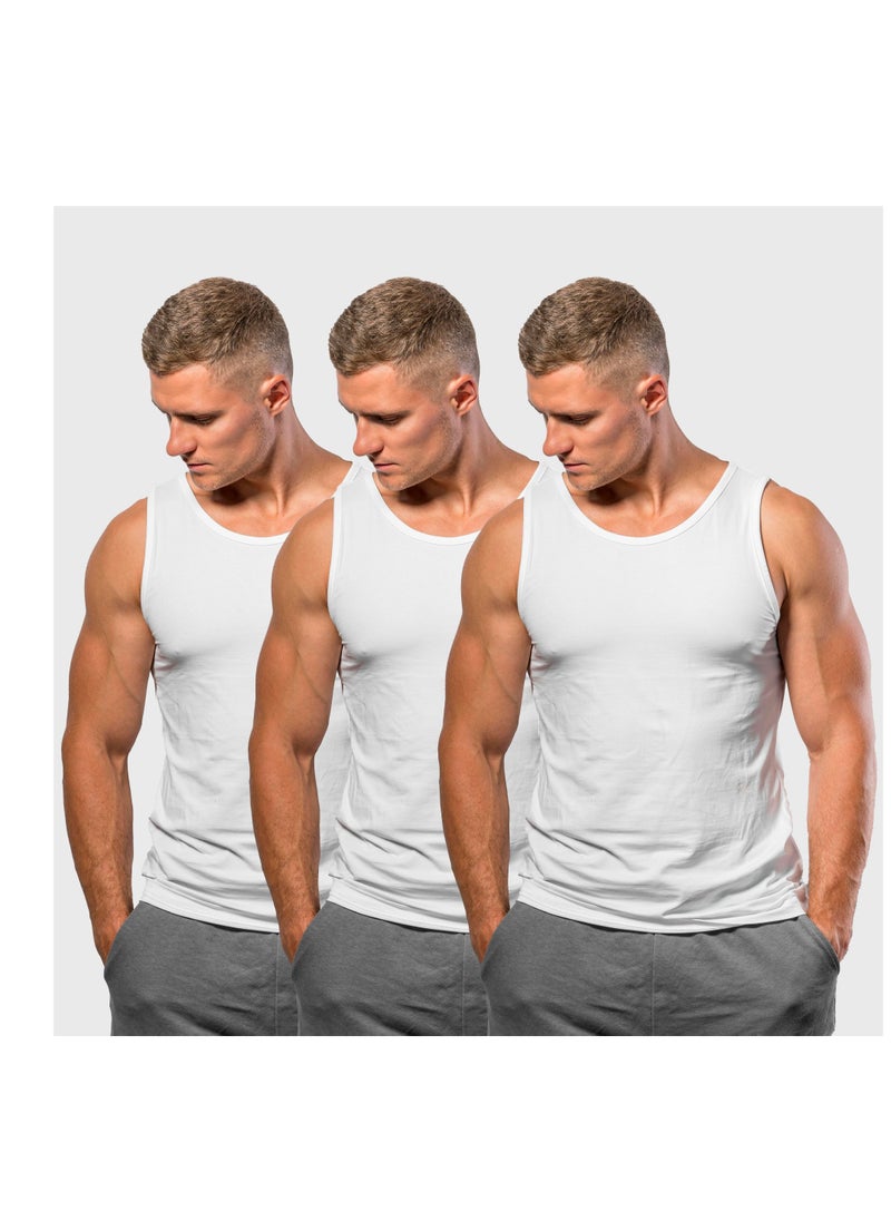 Selecta Now - Men's Vest 100% Combed Cotton Sleeveless Vest Breathable Soft & Comfortable Pack of 3 Undershirt Vests - Image 1