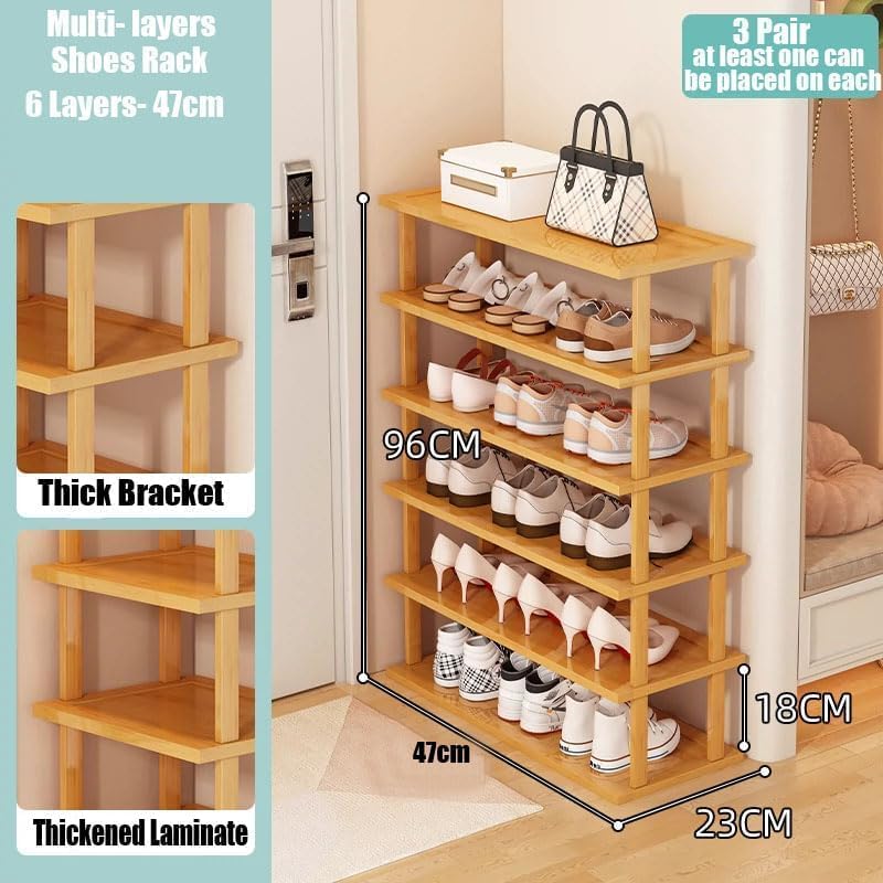 LINGWEI 4,5,6-Tier Bamboo Shoe Rack Organizer, 100% Natural Bamboo, Multi-Size Entryway Shoe Shelf for Home, Hallway & Closet – Space-Saving Durable Storage Stand (6-Floor) - Image 2