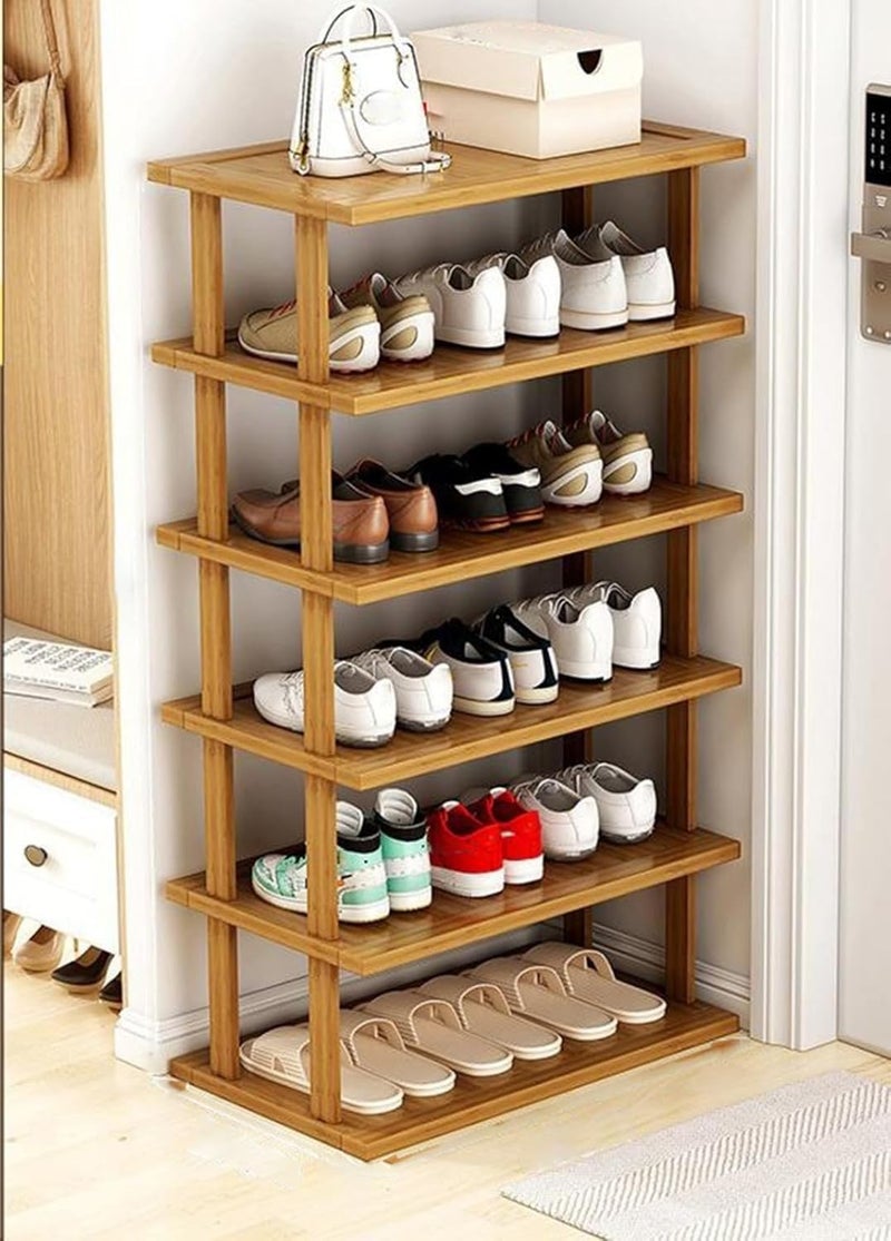 LINGWEI 4,5,6-Tier Bamboo Shoe Rack Organizer, 100% Natural Bamboo, Multi-Size Entryway Shoe Shelf for Home, Hallway & Closet – Space-Saving Durable Storage Stand (6-Floor) - Image 5
