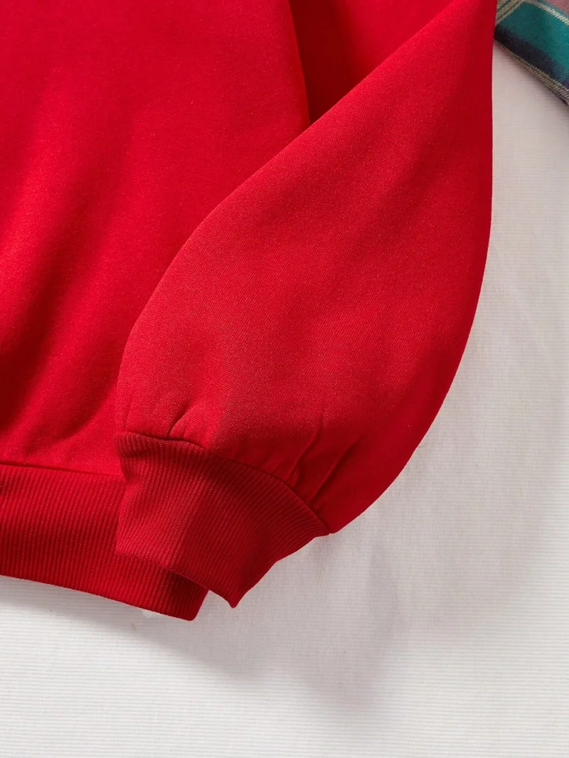 دوغ فش Women's Red Valentine Day Sweatshirt Heart Long Sleeve Crew Neck Oversize