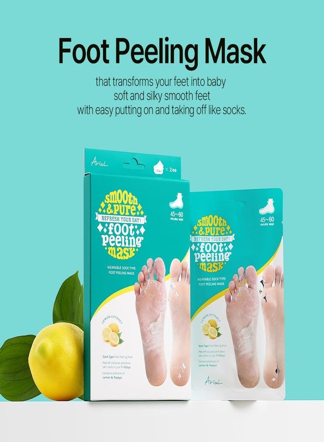 Ariul Smooth & Pure Foot Peeling Mask, Exfoliating Peeling mask, Korean Skin Care, 2 Pairs (Lemon&Papaya) - Image 2