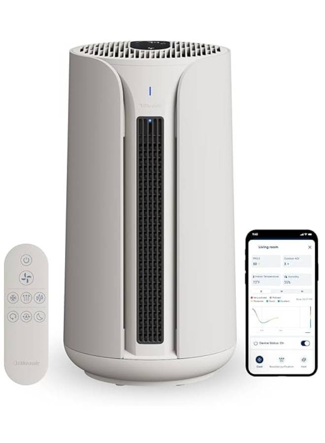 Blueair بلو إير كومفورت بيور T10i | أقوى جهاز تنقية هواء 3 في 1: تبريد، تدفئة، تنقية – جهاز تنقية HEPASilent للمنزل، الحيوانات الأليفة، الحساسية، الغبار، الدخان، الروائح – يغطي 840 قدم مربع في 60 دقيقة – راحة على مدار السنة - Image 1