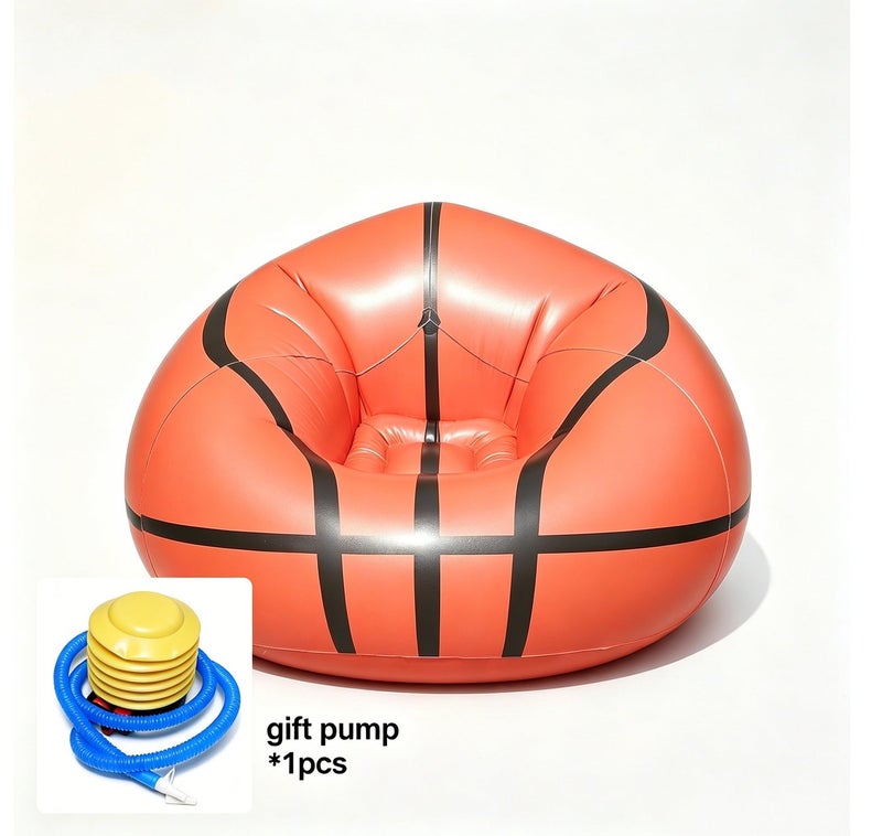 Inflatable Basketball Sofa with Air Pump, Lazy Single Sofa for Beach ,Single Outdoor Portable Inflatable Sofa - Image 1