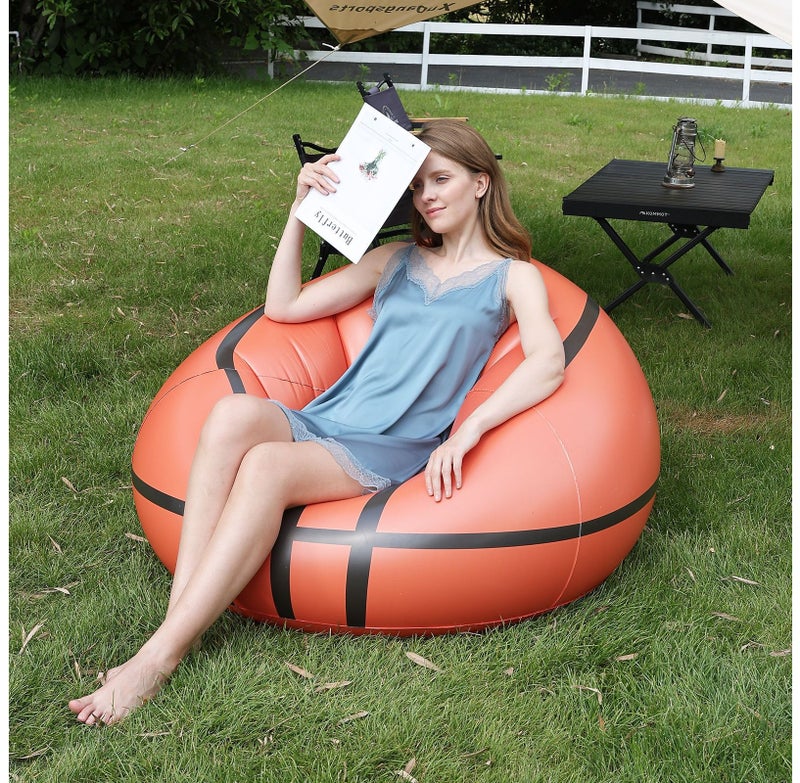 Inflatable Basketball Sofa with Air Pump, Lazy Single Sofa for Beach ,Single Outdoor Portable Inflatable Sofa - Image 4