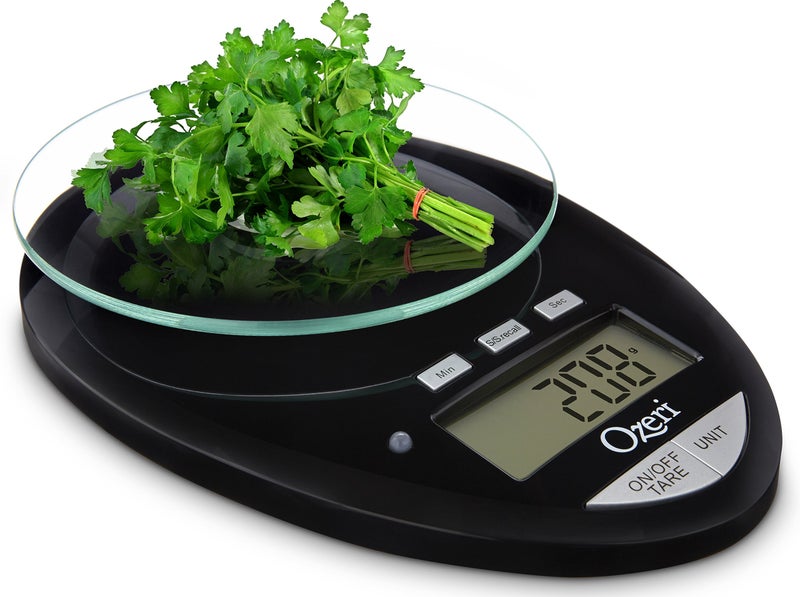 Ozeri Pro II Digital Kitchen Scale with Removable Glass Platform and Countdown Kitchen Timer 1 g to 12 lbs Capacity