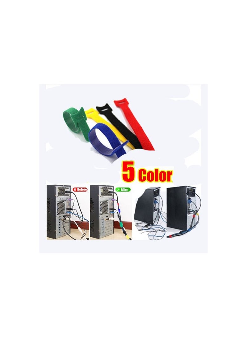 100-Pieces Velcro Cable Tie,Nylon Back-To-Back Velcro Hook and Loop Tape,Velcro Date Cable Management Tape - Image 1
