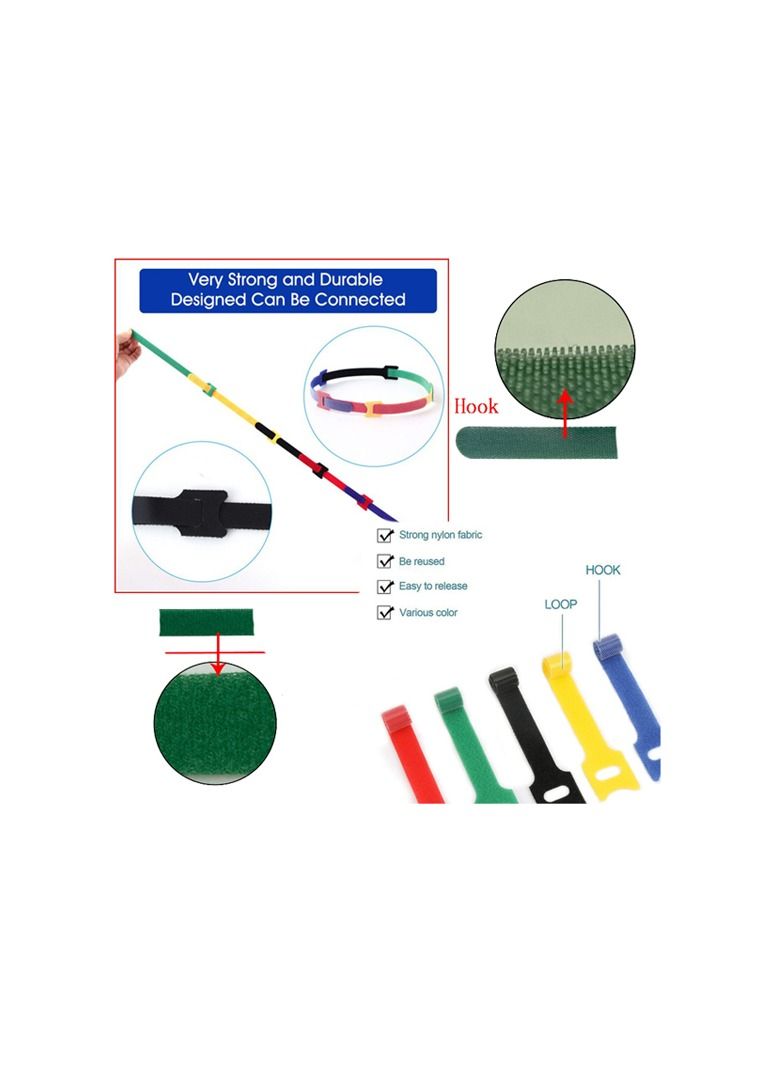 100-Pieces Velcro Cable Tie,Nylon Back-To-Back Velcro Hook and Loop Tape,Velcro Date Cable Management Tape - Image 4