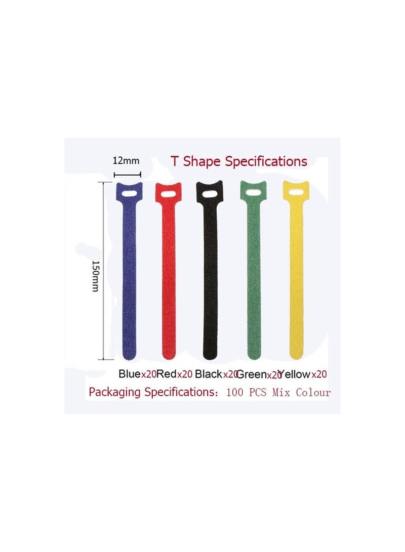 100-Pieces Velcro Cable Tie,Nylon Back-To-Back Velcro Hook and Loop Tape,Velcro Date Cable Management Tape - Image 3