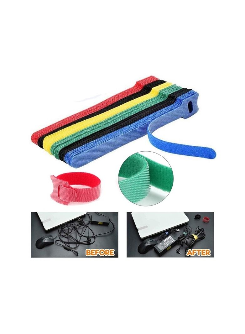 100-Pieces Velcro Cable Tie,Nylon Back-To-Back Velcro Hook and Loop Tape,Velcro Date Cable Management Tape - Image 2