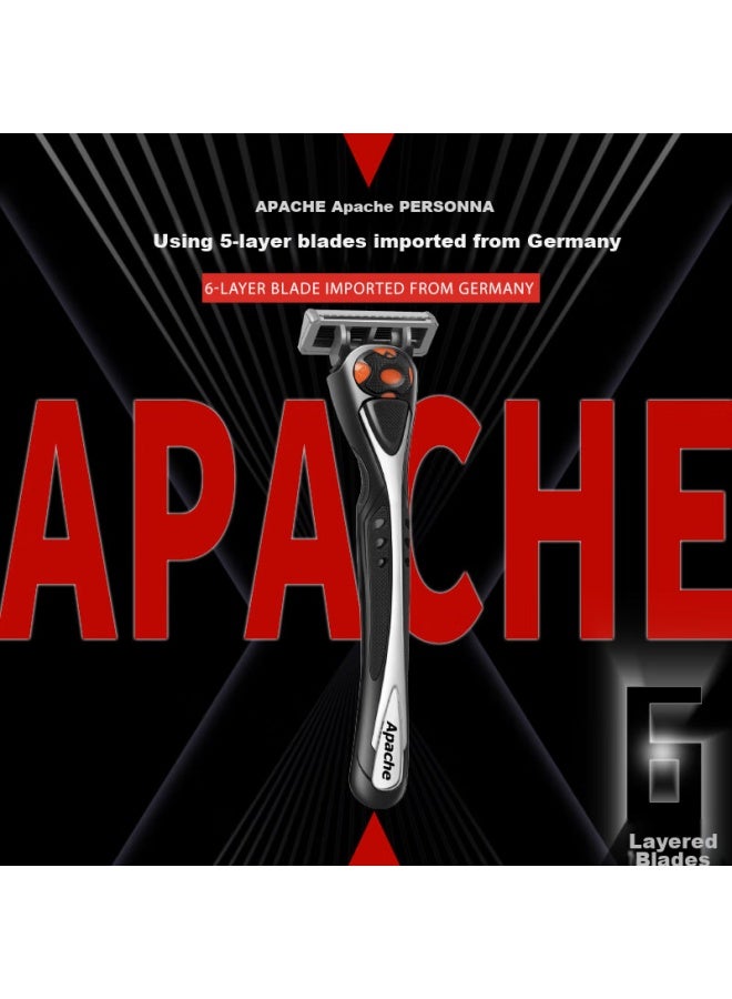 APACHE Apaqi Map Captain Razor, Manual Shaver, German Imported Blades, Men's Portable Razor, Manual Beginner's Razor, 1 Handle With 4 Blades + Transparent Case - Image 3