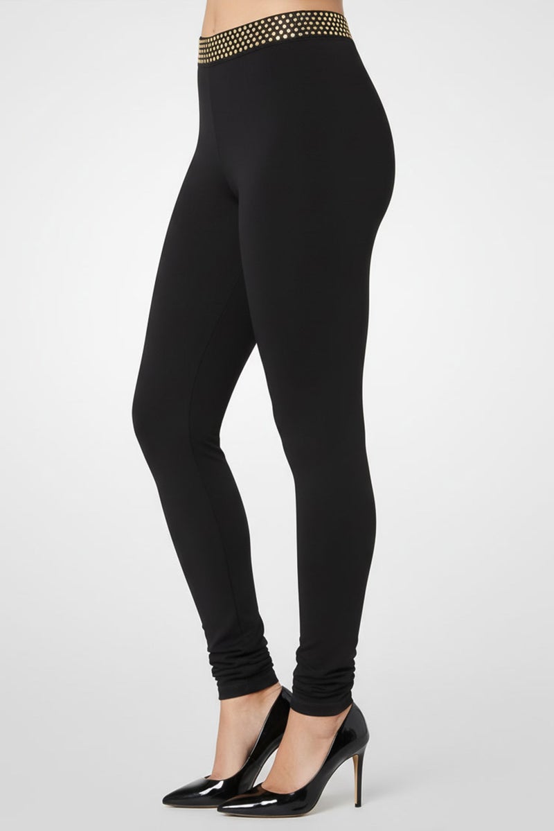 STELLA MCCARTNEY Women Sparkled Detail 7/8 Leggings, Black - Image 3