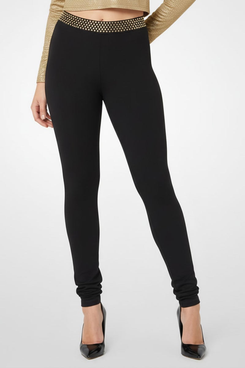 STELLA MCCARTNEY Women Sparkled Detail 7/8 Leggings, Black - Image 1