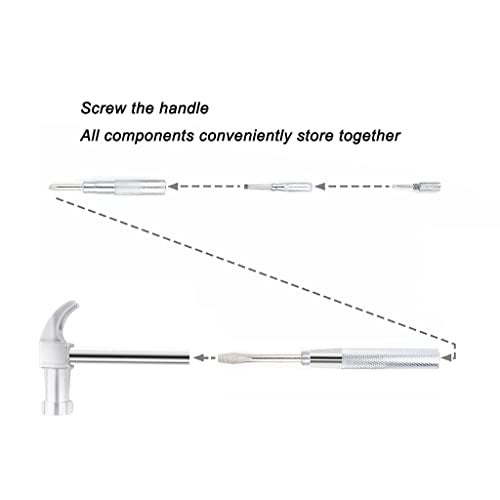 HomeClean 6 in 1 Mini Multifunction Copper Hammer and Screwdriver Hand Tools, Screwdriver Kit for Opening Walnuts, Watchmaker, and Household Repairing Tool (Silver) - Image 4