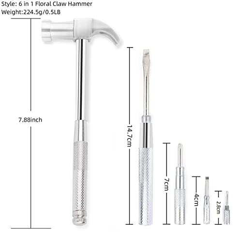 HomeClean 6 in 1 Mini Multifunction Copper Hammer and Screwdriver Hand Tools, Screwdriver Kit for Opening Walnuts, Watchmaker, and Household Repairing Tool (Silver) - Image 3