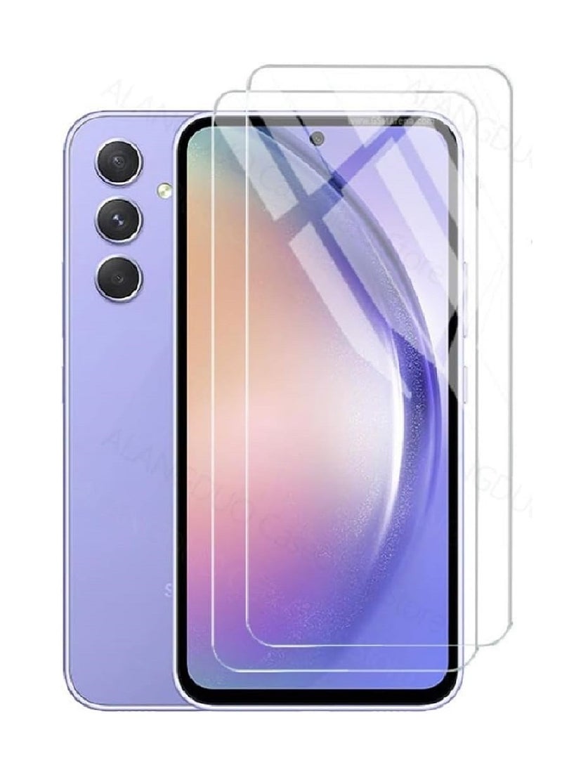 2 Pieces Tempered Glass Screen Protector Clear Designed For Samsung Galaxy A54 Full Screen Coverage And Bubble Free - Image 1