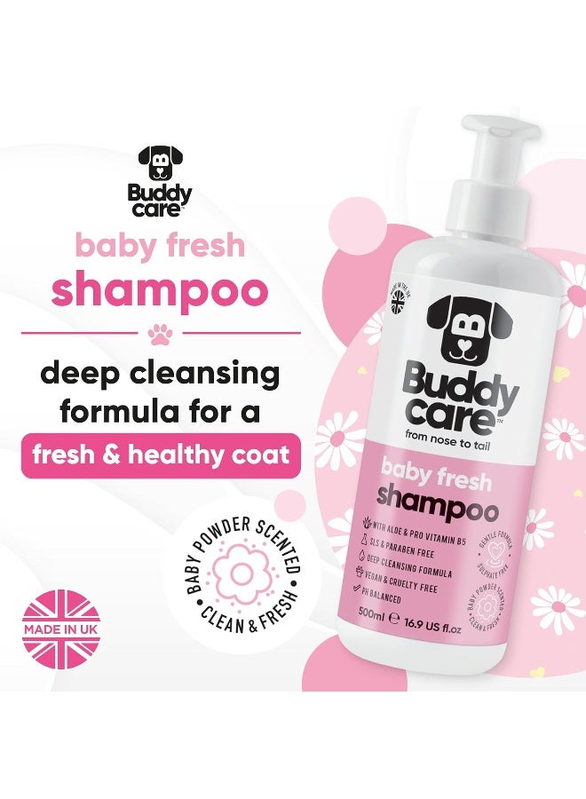 Buddycare Baby Fresh Dog Shampoo for Smelly Dogs from 8 Weeks - Baby Powder Scented Puppy Shampoo with Aloe Vera and Provitamin B5/500 ml - Image 2