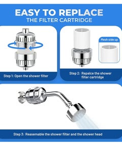 KHAJUL shower filter, showerhead filter for hard water, chlorine fluoride removal, with 2 replaceable cartridges, polished chrome (for home use, easy installation)  - Image 5