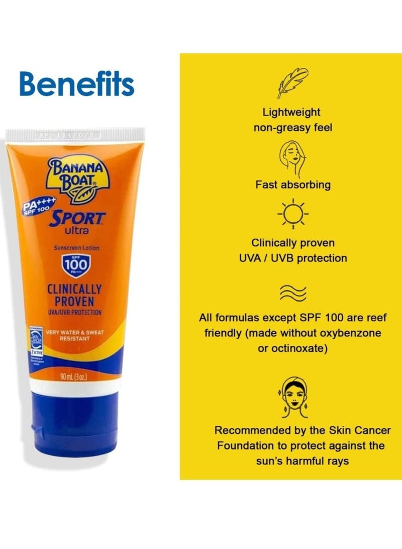 BANANA BOAT Banana Boat Ultra Sport SPF100 90ml | UVA/UVB protection | Sunscreen Lotion  - Image 1