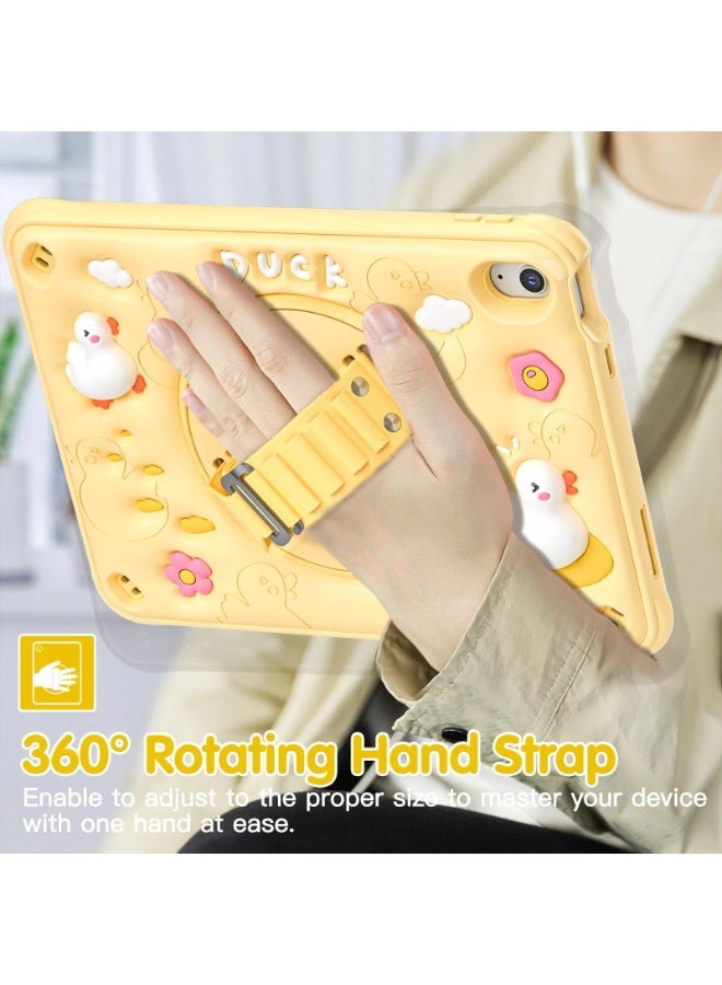 عام غلاف أطفال لجهاز آيباد من الجيل العاشر، حجم 10.9 بوصة، عام 2022، من السيليكون الناعم، مع لوحات كارتونية لطيفة، حزام كتف مع حامل دائري قابل للدوران وحزام يد، غلاف كوالي 3D مناسب للنساء والفتيات والفتيان والمراهقين. - Image 2